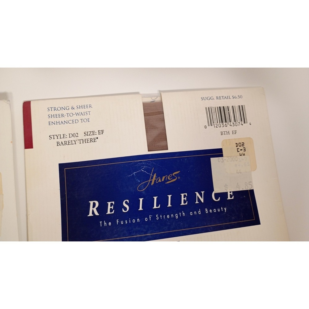 Hanes Resilience D02 Strong & Sheer Pantyhose Lot 2, Barely There Cafe Au Lait - Picture 3 of 5